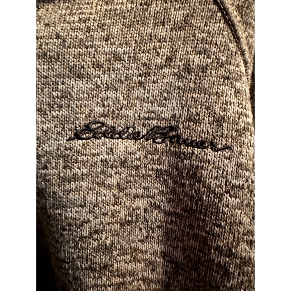 Eddie Bauer Mens Gray Marled Quarter Zip Fleece Pullover Sweater-- Size Medium